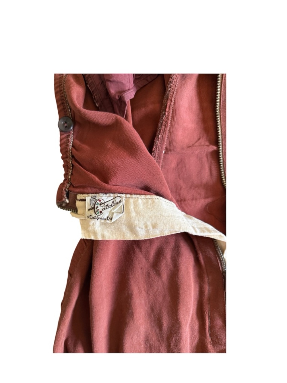 Vintage 1940s 1950s Catalina Rust Brown One-Piece Swimsuit - Picture 4 of 11